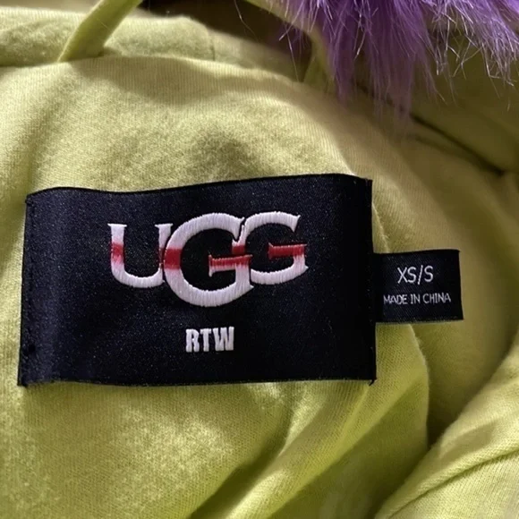 UGG WOMEN’S CLOVE FAUX FUR JACKET IN LEMON LIME AURA - Picture 6 of 6